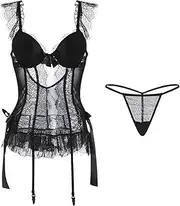 [JINZIJINYU] Women Lingerie Sexy Bodysuit Sexy Backless Temptation Pajamas Chest Pad Steel Ring Gathered Suspender Skirt Home Service Suit