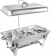 Catering Food Heater - Round Buffet Hot Plate, Space Heater, Glass Plate, Water Plate, Fuel Rack, Suitable for Buffets, Weddings, Banquets, Catering Events