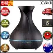 Devanti 400ml 4 in 1 Aroma Diffuser with remote control- Dark Wood With Remote