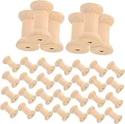 Sewroro 50pcs Unfinished Wooden Spools Natural Wood Thread Holders for Sewing Embroidery DIY Crafts Design for Home Decoration
