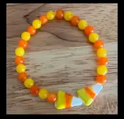 Candy Corn Stretch Bracelet, Candy Corn Bracelet, Fall Bracelet, Handmade