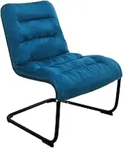 Zenree Comfortable Padded Collapsible Armless Lounger Chair Peacock Blue Combed Poly Soft Cushion for Living Room Dorm Bedroom Patio Teens Playroom