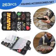 263pcs Fishing Accessories Kit Fishing Gear Set W/ Tackle Box Component U9K3