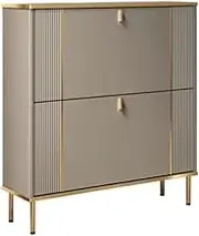 Freestanding Large Shoe Cabinet for Up to 15 Pairs of Shoes, Shoe Organizer with 2 Flip-Out Drawers, for Corridors, Entrance Halls Shoe Cupboard