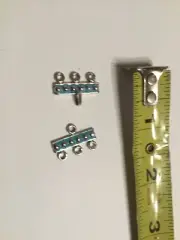 Fine,Sterling Silver/Turquoise blue enameled , Fancy Hook/Eye, 3-strands Clasp