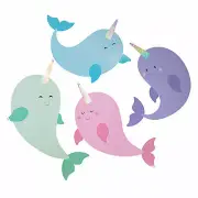 Narwhal Cutouts, Party Decor, 6 Pieces