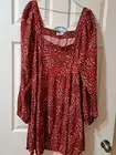 Arizona Jean Co. Red-Brown Floral Long Sleeve Peasant Dress Size XXL- New