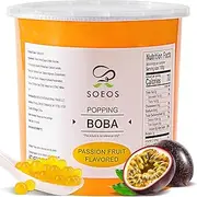 Soeos Passion Fruit Popping Boba Pearls 6.6 Pounds, Bursting Boba Pearls for Bubble Tea, Beverages, Shakes, Desserts, Smoothie and Ice Cream Topping