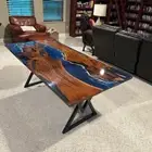 Ocean Waves Blue Epoxy Tables, Handmade Resin River Table, Epoxy Resin Wood Top
