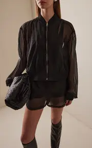 [The Frankie Shop] Micky Sheer Silk-Blend Bomber Jacket