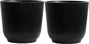 Olly & Rose Oxford Flower Pot Black Planters - Pack of 2 - Indoor Outdoor Flower Pot for Garden and Home