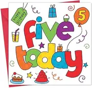 Twizler 5th Birthday Card for Boy or Girl - Fifth Birthday Card Boy - Fifth Birthday Card Girl - Boys Birthday Card - Girls Birthday Card - Age 5 Birthday Card - Unisex Childrens Birthday Card
