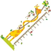 ERINGOGO Animal Design Growth Chart Sticker Removable PVC Height Wallpaper Cute Giraffe Monkey Wall Decal for Rooms Kindergarten Living Spaces Safe Easy to Apply
