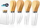 10 Pcs Cheese Knives, Wooden Handle Cheese Knife Set for Charcuterie Board, Mini
