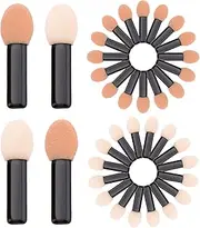 Ukerdo 50pcs Eyeshadow Brush Disposable Applicators Make Up Beauty Single-Head Dual-Sided Sponge Latex Oval Tipped Cosmetic Tools Girls-1.18 Inch