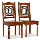 vidaXL Dining Chairs 2 pcs Solid Wood with Honey-coloured Finish Classic STP