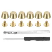 6 Set 7*7.5*10mm Spike for Clothes Flat Head with Punch Screwdriver, Light Gold