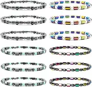 [SROBENZ] 12 Pcs Magnetic Therapy Hematite Anklet Bracelet Energy Healing Anklet Set for Women Men Lymphatic Drainage Anti-Anxiety Magnetic Obsidian Beach Anklets Bracelet