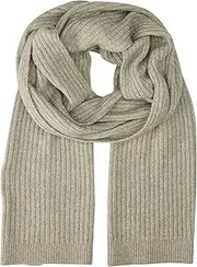 [KAFFE] Women's Knitted Scarf Accesory Medium Length and Width Rib Knit Scarf, Olivine Melange, One Size, Olivine Melange, One size