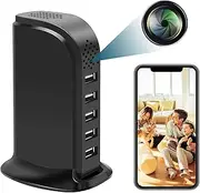 Mini USB Charger Spy Hidden Camera WiFi, 1080P HD Wireless USB Charger Spy Camera 5-Port USB Hub with Loop Recording and Motion Detection for Home Security, Remote Control Support Android/iOS