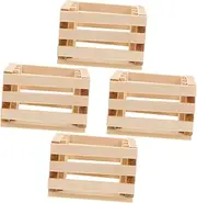 HOODANCOS Wooden Frame Storage Baskets Set 1:12 Scale Miniature Garden Accessories Fairy Garden Decor Micro Landscape Ornament Mini Milk Crate Dollhouse Ornament Craft Mini Storage Baskets