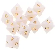 10pcs 8 Sided Dice D8 Polyhedral Dice for Game Dice (Color : White 1.6cm)