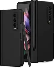 Case Cover for Samsung Galaxy Z Fold 3 Case with Pen Holder,IGUGIG Cover Built-in with Pen Slot,with Screen Protector Cover Case for Galaxy Z Fold 3 (Black)