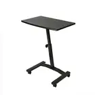 Black Portable Laptop Desk Rolling Table Mobile Hospital Tray Adjustable Stand