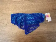 Hula Honey Mint Blue X-SMALL Lace Flounce Lined Bandeau Bikini Swim Top NWT