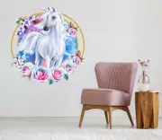 3D Rose Unicorn G4124 Animal Wallpaper Mural Poster Wall Stickers Decal Honey