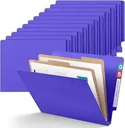 Skyygemm 24 Pcs Purple Classification Folders Bulk with End Tabs, 3 Dividers File Folder with Fastener 2 Prongs Pressboard Employee Folders 3.5 Inch Expansion for Medical File Letter Size