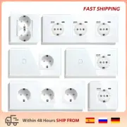 Touch Light Switch With EU Power Wall Sockets White Wall Led Switches 1/2/3Gang