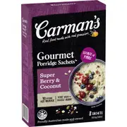 Carman's Porridge Sachets Super Berry & Coconut 8 pack