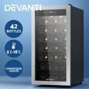 Devanti Wine Fridge Cooler Cellar Chiller Stainless Steel door Home 42 Bottles