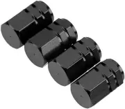 4Pcs Black New Car Tire Valve Stem Caps Bolt-in Aluminum Theftproof Valve Caps