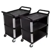 NNEAGS 2X 3 Tier Covered Food Trolley Food Waste Cart Storage Mechanic Kitchen B