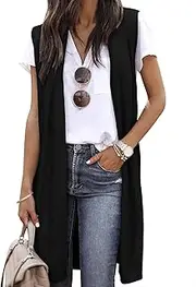 [ZXZY] Sleeveless Cardigans for Women Cozy Trendy Open Front Sweater Duster Long Vest