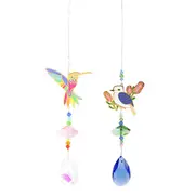2pc Gibson Gifts Sun Catcher Hummingbird & Kookaburra Hanging Decor Combo Set