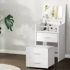 Artiss 2-in-1 Dressing Table Stool Set Bedside Table White