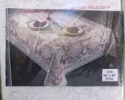NOS Vintage Puritan Lace Tablecloth Ivory 60x86 Oval Covent Garden USA