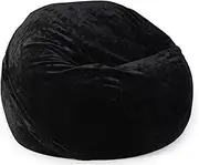 UYSOFRCV Extra Large Bean Bag Chair Cover Only (No Filler), Washable Ultra Soft Handmade Rabbit Fur, Stuffed Animal Storage for Kids Or Memory Foam Replacement Cover,Black,65×120cm