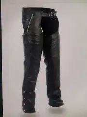 New FMC Black RemovableThermal liner Leather Chaps Size 2XL fmm840bsf 4 Pocket
