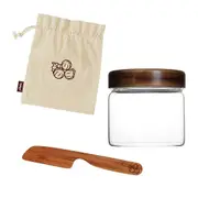 Pebbly Homemade Spreading Kit Transparent/Natural Glass Jar 10x10x10.5cm/500ml/Spreader 17.5cm/Bag 20x25cm