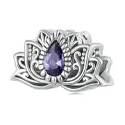 925 Sterling Silver Zircon Lotus Bracelet