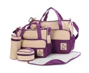 5pcs Baby Diaper Bag Baby Bag Baby Care Set Baby Care Purple