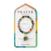 NEW JILZARAH Clay Beads PRAYER CHARM MESSAGE BOX MULTI COLOR Gold Tone Bracelet