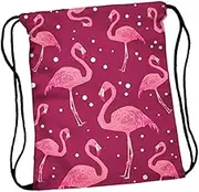 Holibanna Flamingo Drawstring Bags Fashion Storage Pouches for Jewelry Cosmetics Durable Pull String Backpack for Travel Shopping Festivals for Women