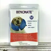 Inflatable Dog Collar Scratch Bite Resistant Injury Post-Op Blue Cone / Size MED