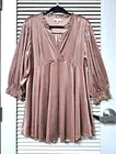 3/4 mauve velvet studs detail balloon slev pleat top XL