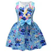 2024 Lilo and Stitch children's dress Stitch girl's dress 9406 blue 140cm